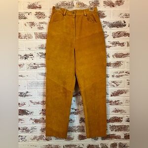 Vintage Evan Davies Pig Suede Mustard Yellow Leather Pants Size 12